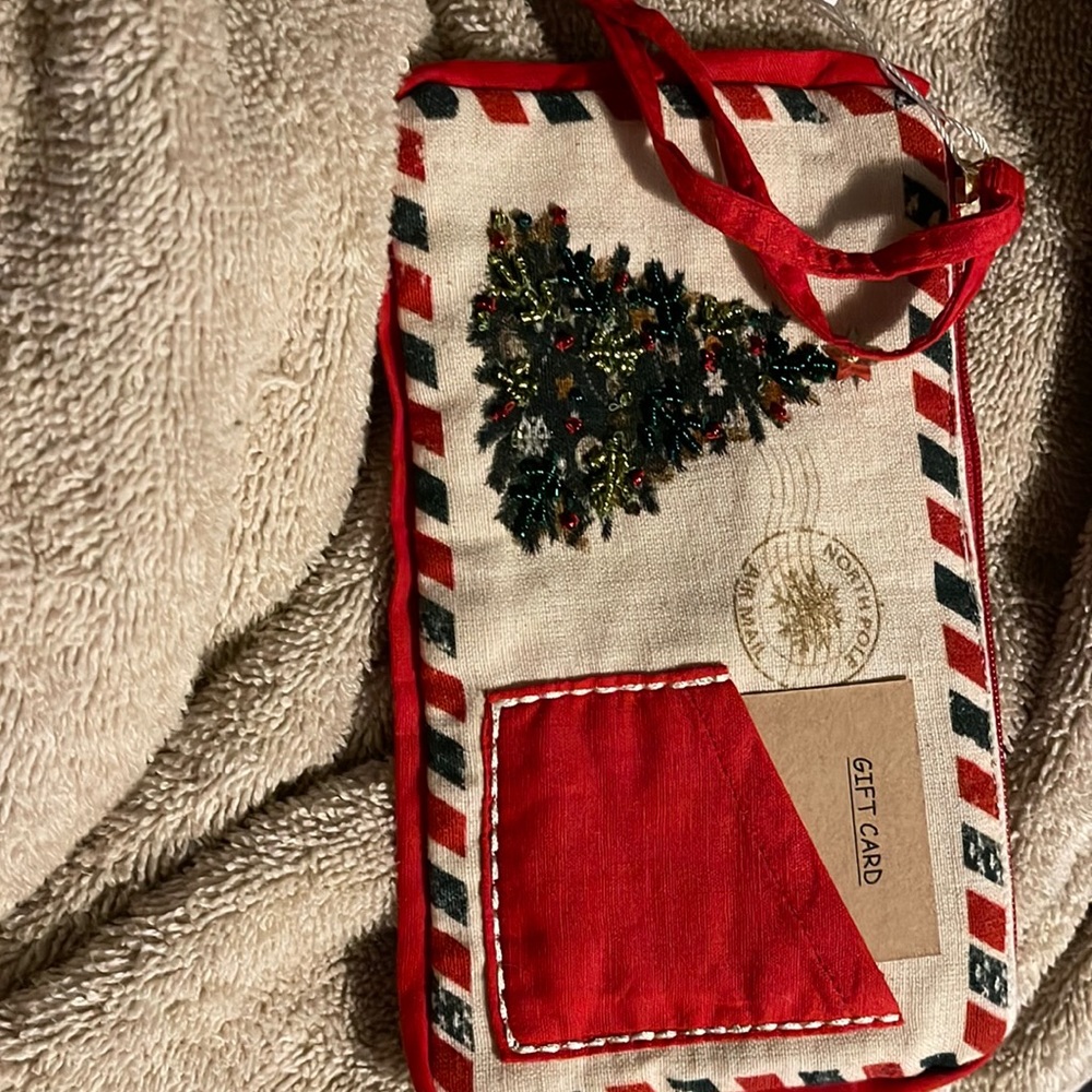 Christmas gift card holder wristlet